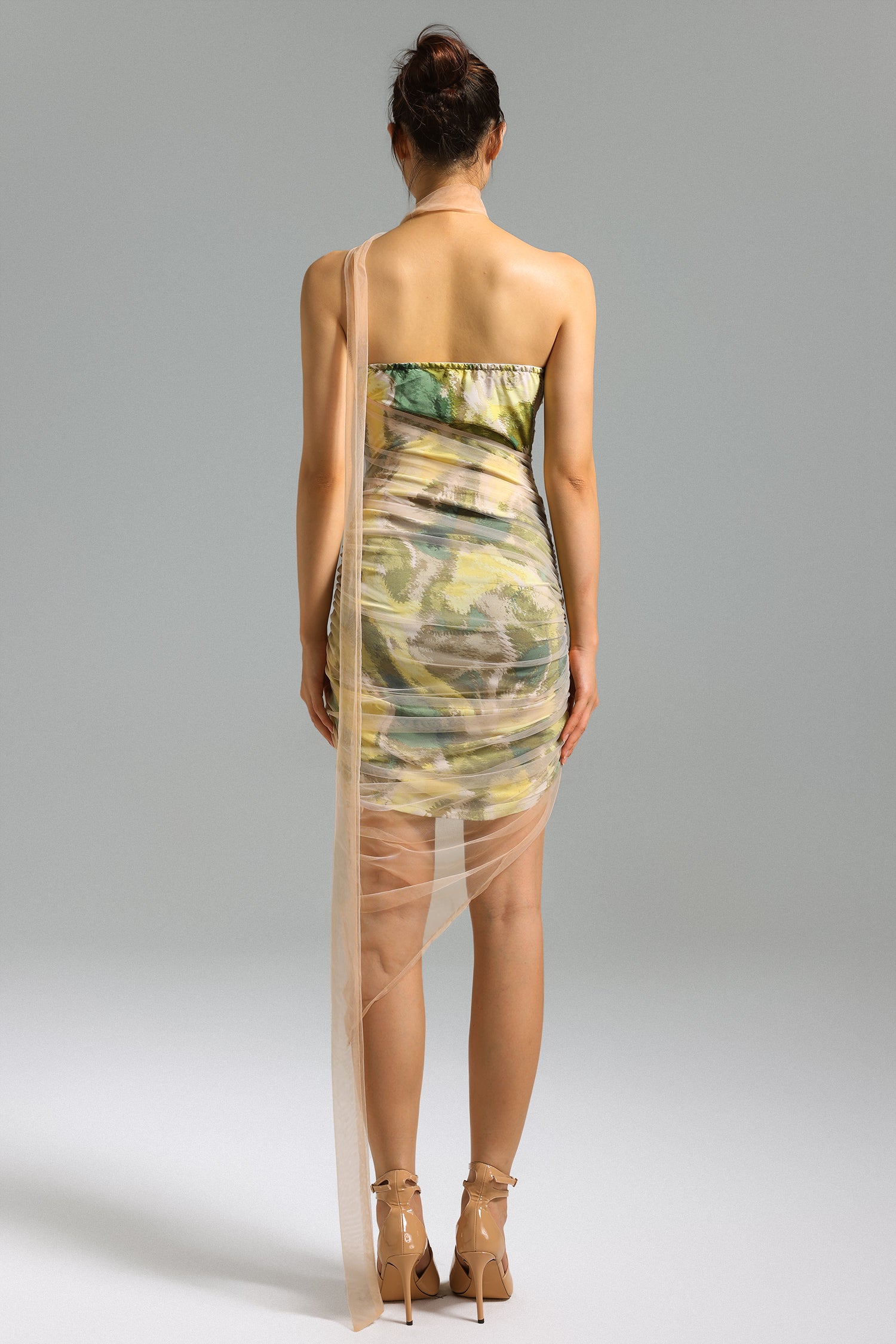 Joy-Mesh-Halter-Floral-Asymmetrical-Mini-Dress-Green-1