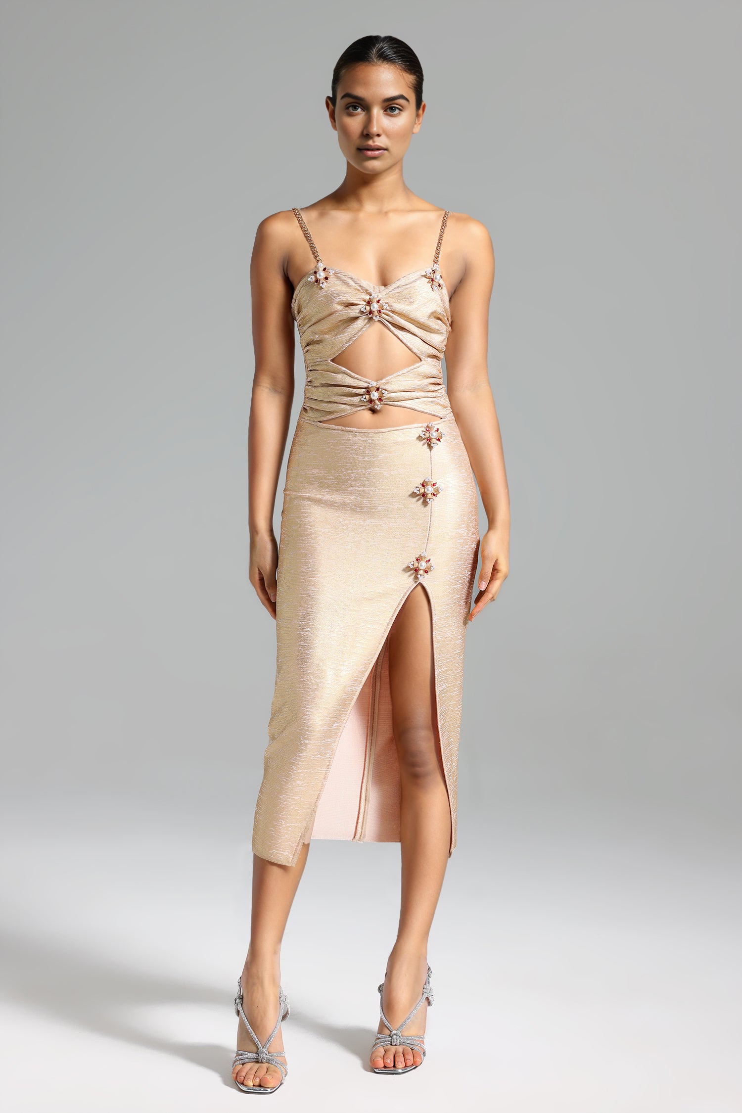 Kassy-Pearls-Cut-Out-Slit-Dress-2