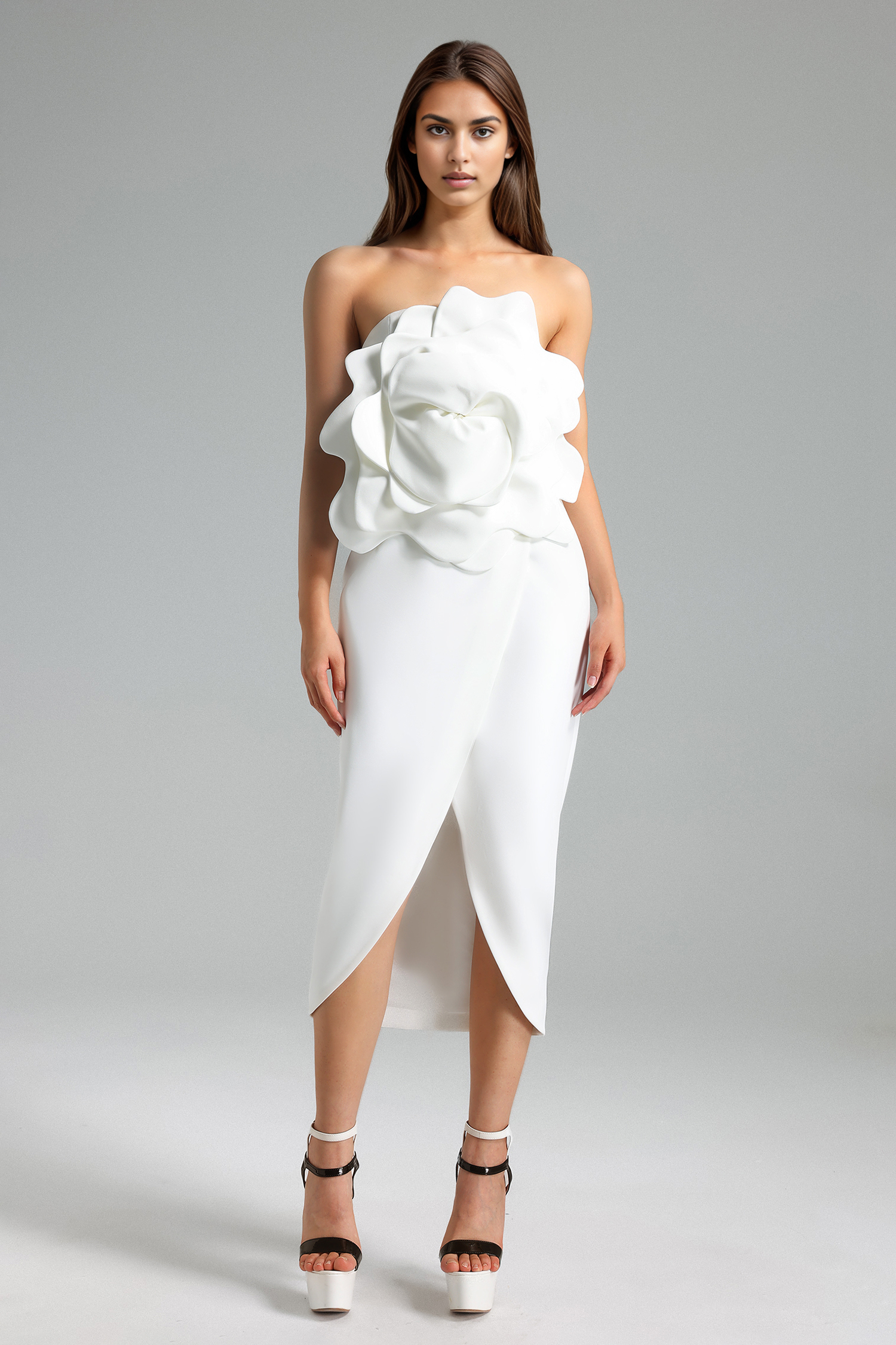 Valery-Flower-Slit-Midi-Dress-White-2